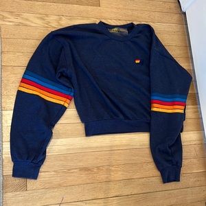 Aviator Nation Rainbow Stitch Crewneck Relaxed Fit Sweatshirt